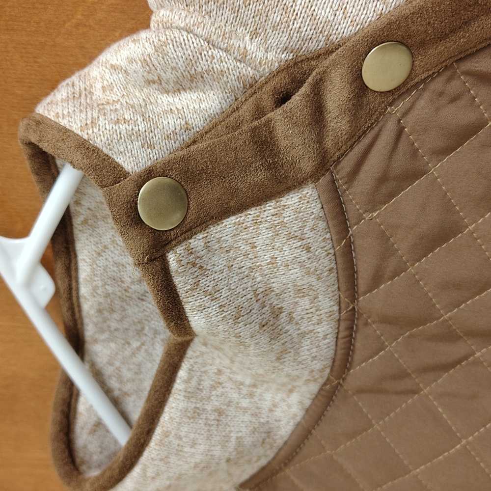 MarleyLilly Brown and Cream Quilted Fleece Pullover - Picture 6 of 11